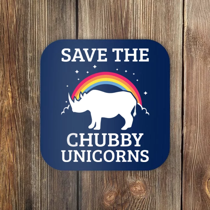 SAVE THE CHUBBY UNICORNS Gift Rhino Conservation Rainbow Coaster