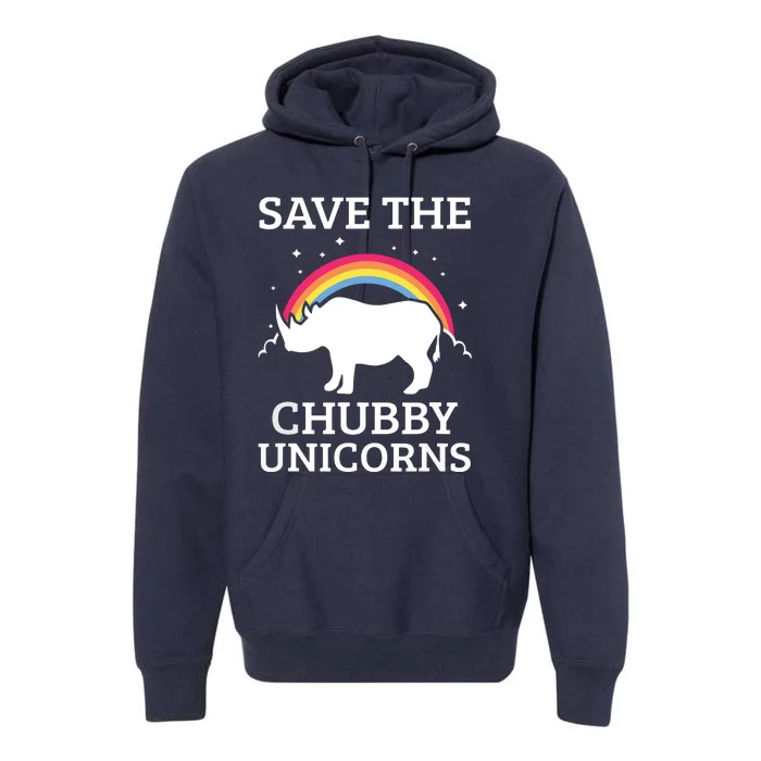 SAVE THE CHUBBY UNICORNS Gift Rhino Conservation Rainbow Premium Hoodie