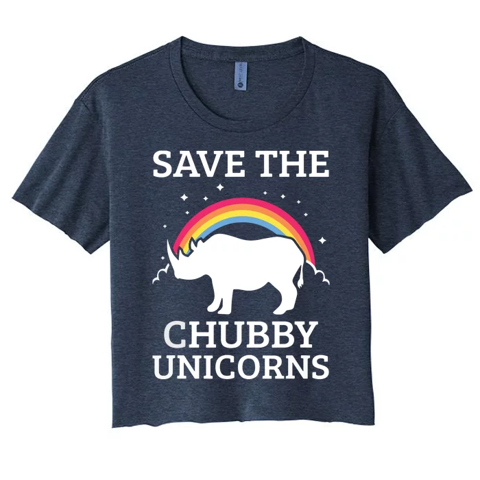 SAVE THE CHUBBY UNICORNS Gift Rhino Conservation Rainbow Women's Crop Top Tee