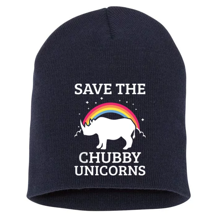 SAVE THE CHUBBY UNICORNS Gift Rhino Conservation Rainbow Short Acrylic Beanie