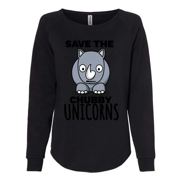 Save The Chubby Unicorns Funny Rhino Lovers Gift Womens California Wash Sweatshirt