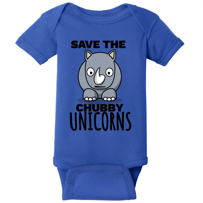 Save The Chubby Unicorns Funny Rhino Lovers Gift Baby Bodysuit