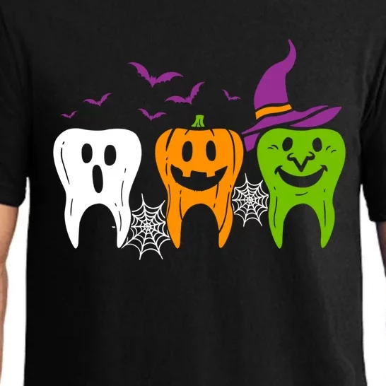 Scary Teeth Costume Ghost Pumpkin Witch Bat Halloween Dental Gift Pajama Set