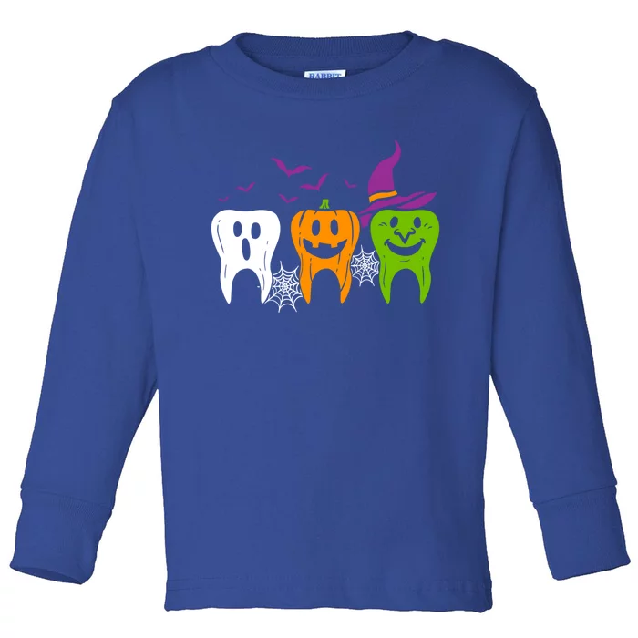 Scary Teeth Costume Ghost Pumpkin Witch Bat Halloween Dental Gift Toddler Long Sleeve Shirt