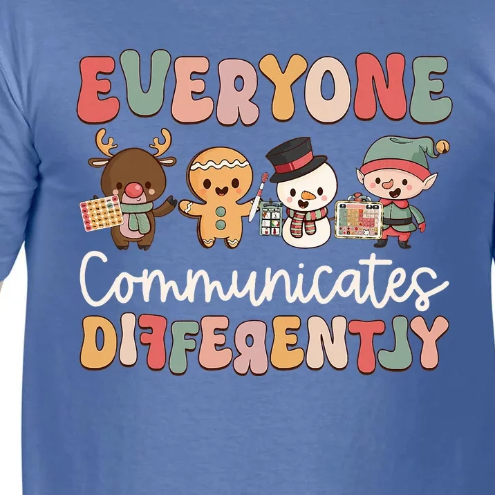 Speech Therapy Christmas Everyone Communicates Differently Comfort Colors T-Shirt