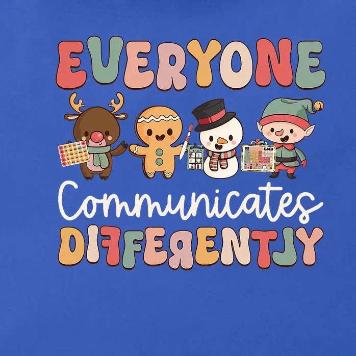 Speech Therapy Christmas Everyone Communicates Differently Zip Tote Bag