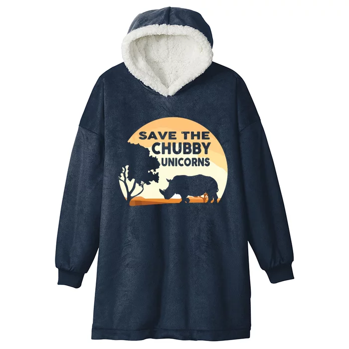 Save The Chubby Unicorns Fat Rhino Funny Hooded Wearable Blanket