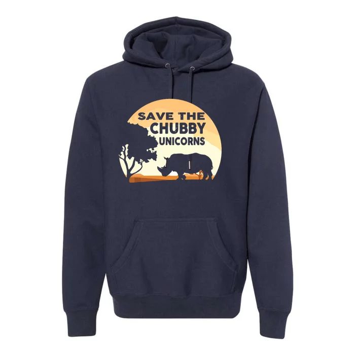 Save The Chubby Unicorns Fat Rhino Funny Premium Hoodie