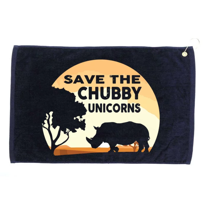 Save The Chubby Unicorns Fat Rhino Funny Grommeted Golf Towel