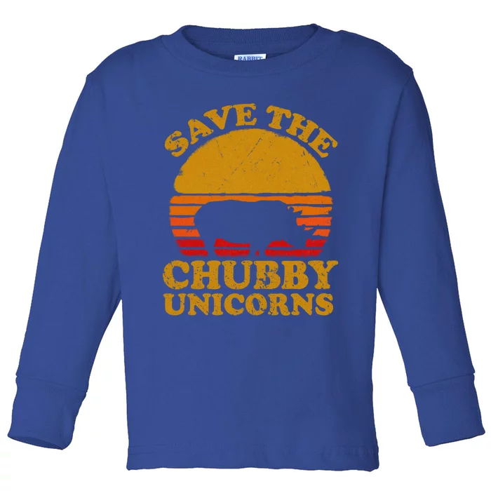 Save The Chubby Unicorns Retro Rhino Gift Toddler Long Sleeve Shirt