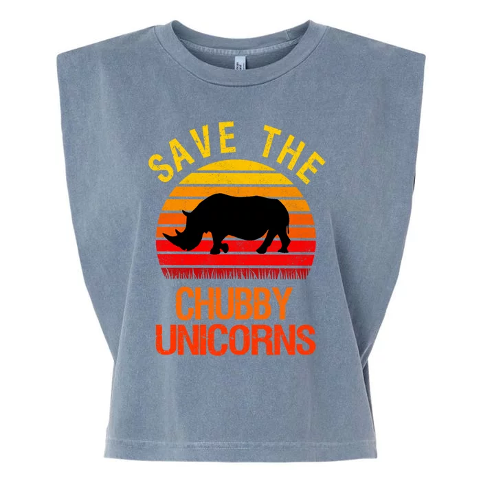 Save The Chubby Unicorns Retro Style Rhino Meaningful Gift Garment-Dyed Women's Muscle Tee