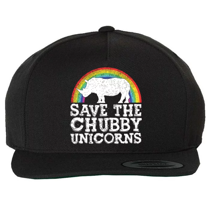 SAVE THE CHUBBY UNICORNS Gift Rhino Conservation Rainbow Wool Snapback Cap