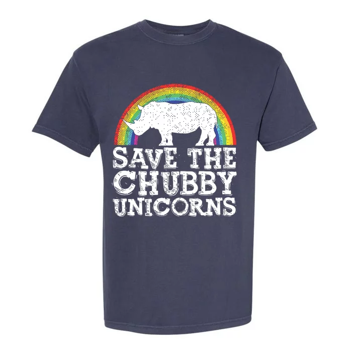 SAVE THE CHUBBY UNICORNS Gift Rhino Conservation Rainbow Garment-Dyed Heavyweight T-Shirt