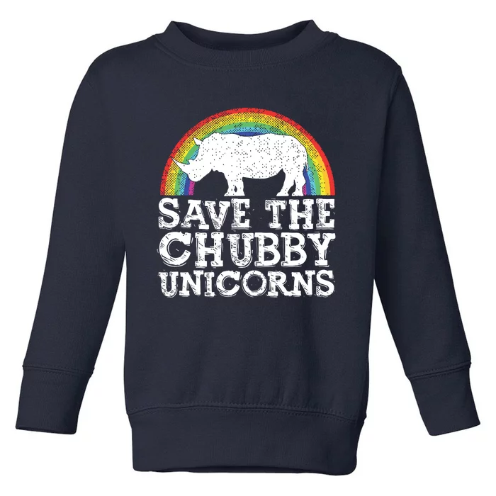 SAVE THE CHUBBY UNICORNS Gift Rhino Conservation Rainbow Toddler Sweatshirt