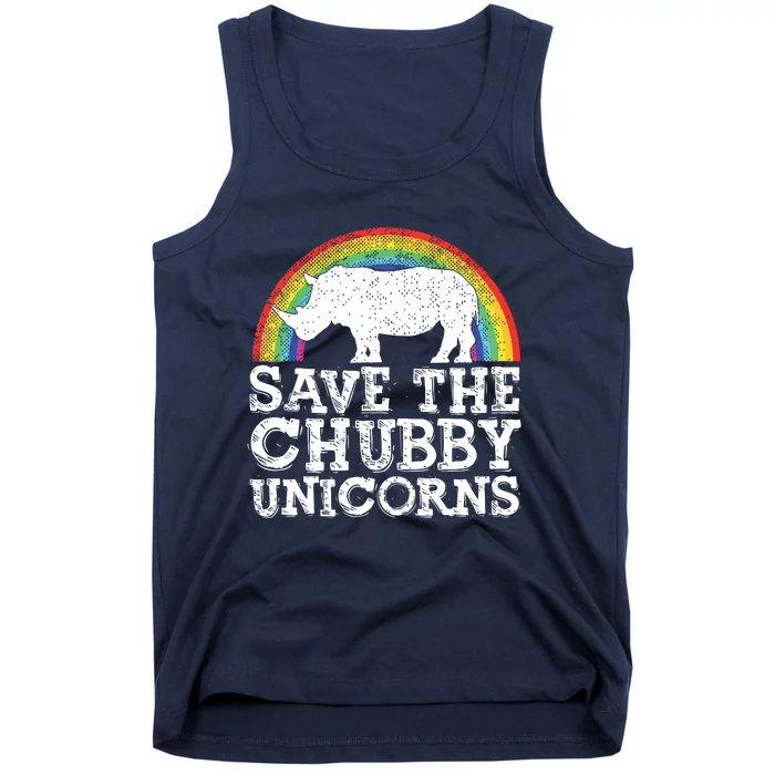 SAVE THE CHUBBY UNICORNS Gift Rhino Conservation Rainbow Tank Top