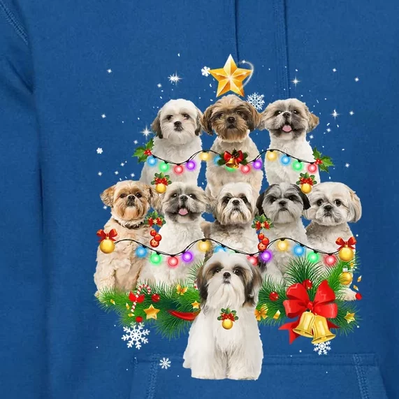 Shih Tzu Christmas Tree Lights Funny Xmas Pajamas Family Funny Gift Premium Hoodie