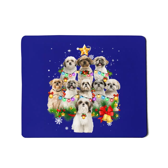 Shih Tzu Christmas Tree Lights Funny Xmas Pajamas Family Funny Gift Mousepad