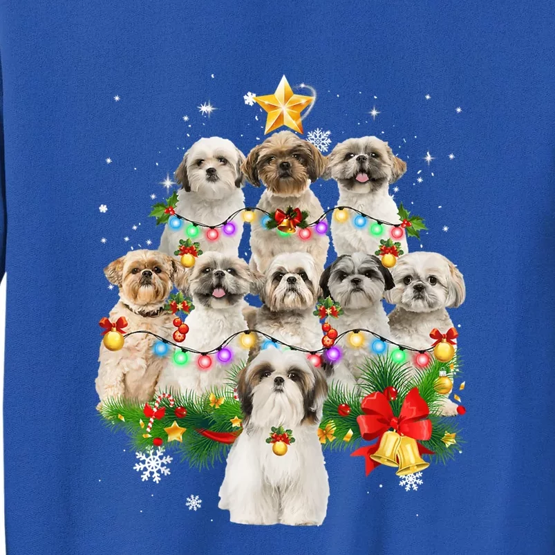 Shih Tzu Christmas Tree Lights Funny Xmas Pajamas Family Funny Gift Tall Sweatshirt