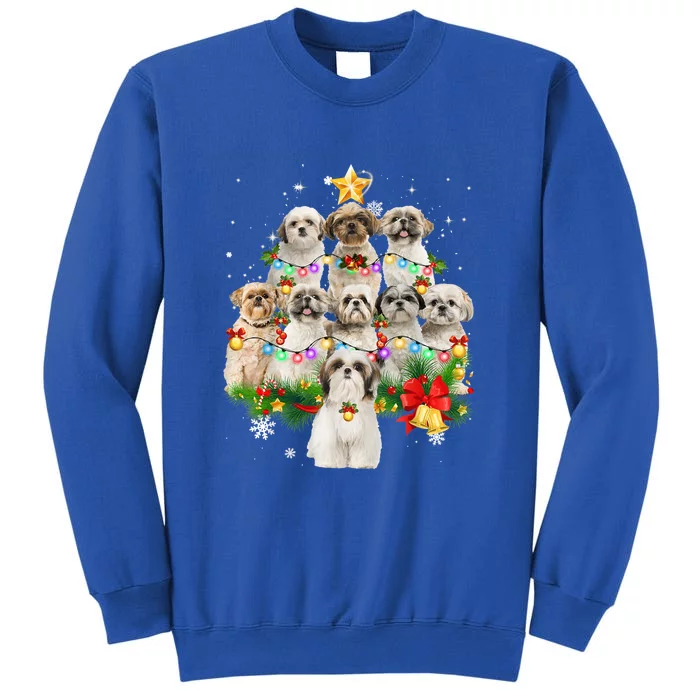 Shih Tzu Christmas Tree Lights Funny Xmas Pajamas Family Funny Gift Tall Sweatshirt