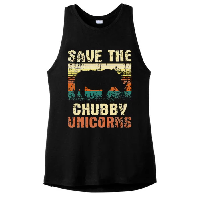 Save The Chubby Unicorns Zoologist Rhino Lover Rhinoceros Ladies Tri-Blend Wicking Tank