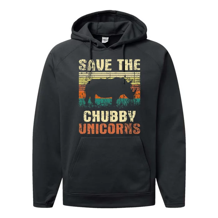 Save The Chubby Unicorns Zoologist Rhino Lover Rhinoceros Performance Fleece Hoodie