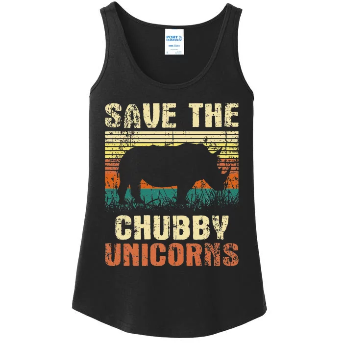 Save The Chubby Unicorns Zoologist Rhino Lover Rhinoceros Ladies Essential Tank