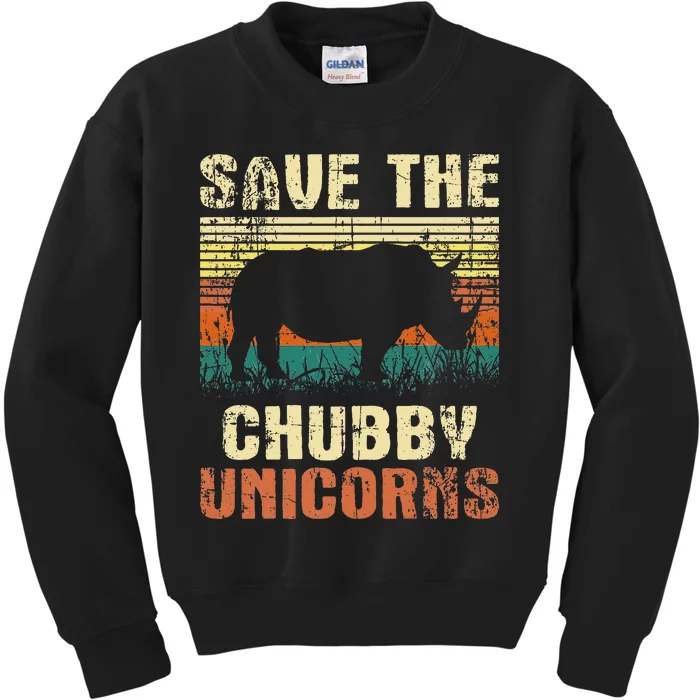 Save The Chubby Unicorns Zoologist Rhino Lover Rhinoceros Kids Sweatshirt