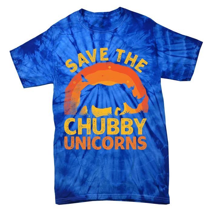 Save The Chubby Unicorns Retro Style Rhino Gift Tie-Dye T-Shirt