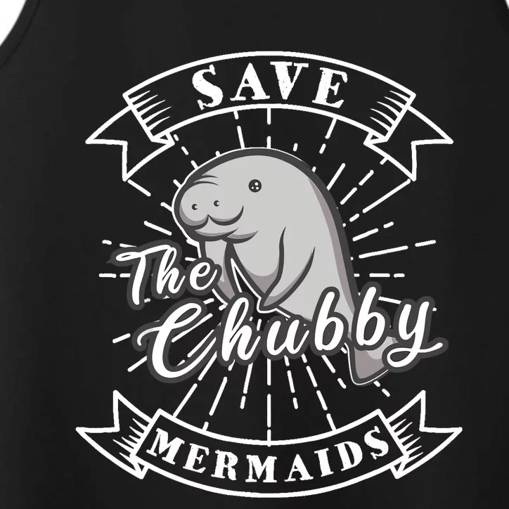 Save The Chubby Manatee Funny Sea Cow Gift Mermaid Performance Tank