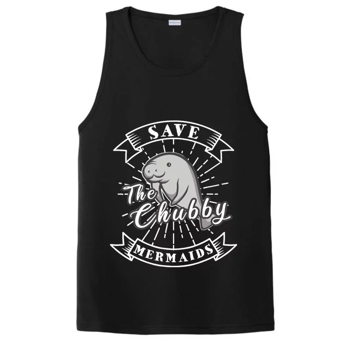 Save The Chubby Manatee Funny Sea Cow Gift Mermaid Performance Tank