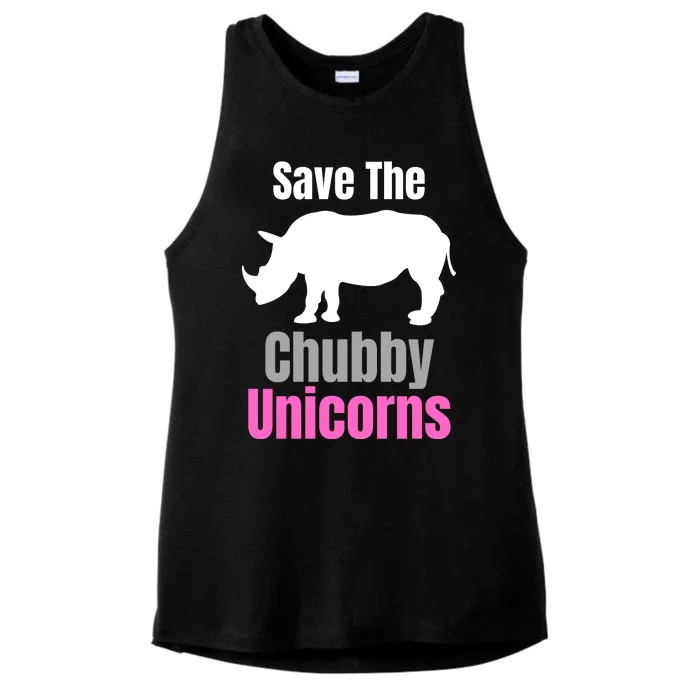 Save The Chubby Unicorns, Hipster, Funny Rhino Quote, Rhino Lover Ladies Tri-Blend Wicking Tank