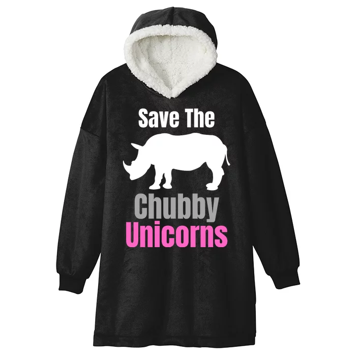 Save The Chubby Unicorns, Hipster, Funny Rhino Quote, Rhino Lover Hooded Wearable Blanket