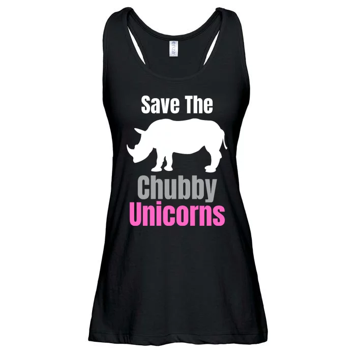 Save The Chubby Unicorns, Hipster, Funny Rhino Quote, Rhino Lover Ladies Essential Flowy Tank