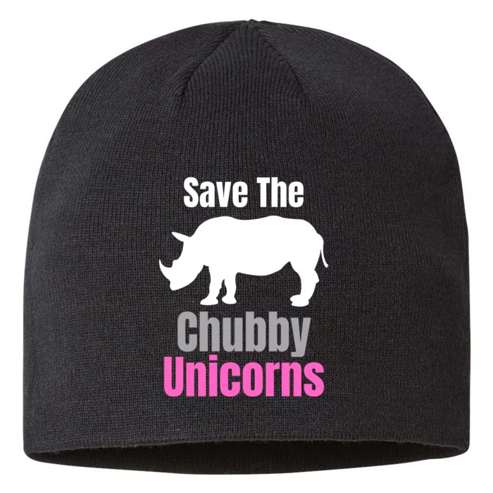 Save The Chubby Unicorns, Hipster, Funny Rhino Quote, Rhino Lover 8 1/2in Sustainable Knit Beanie