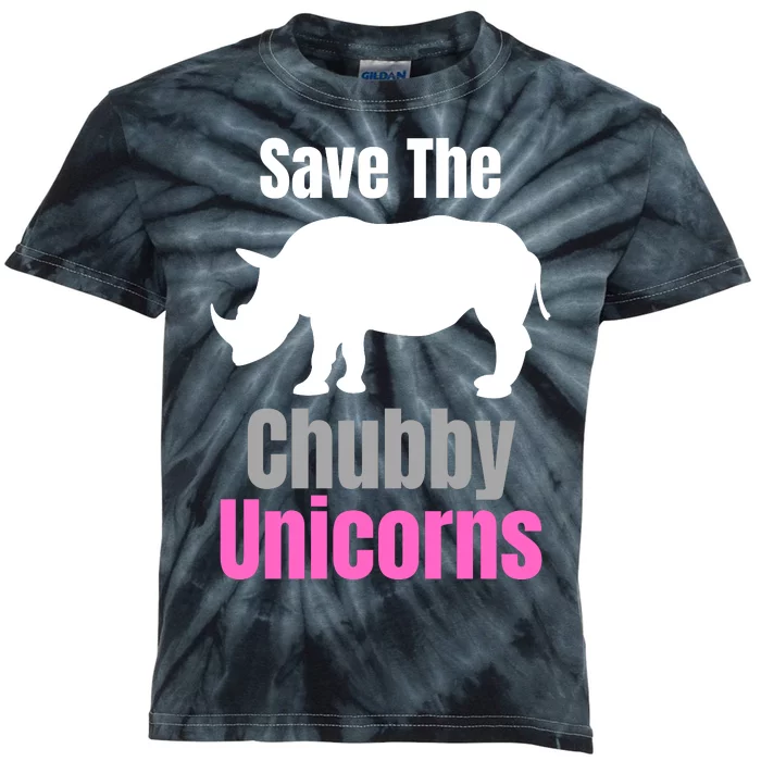 Save The Chubby Unicorns, Hipster, Funny Rhino Quote, Rhino Lover Kids Tie-Dye T-Shirt