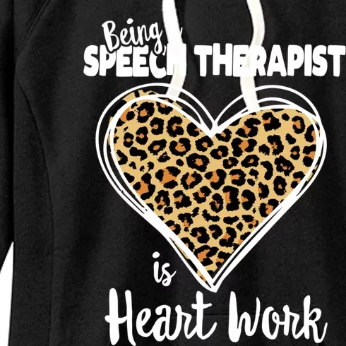 Speech Therapy Cute Leopard Plaid Gift For Speech Therapist Cool Gift Women's Fleece Hoodie