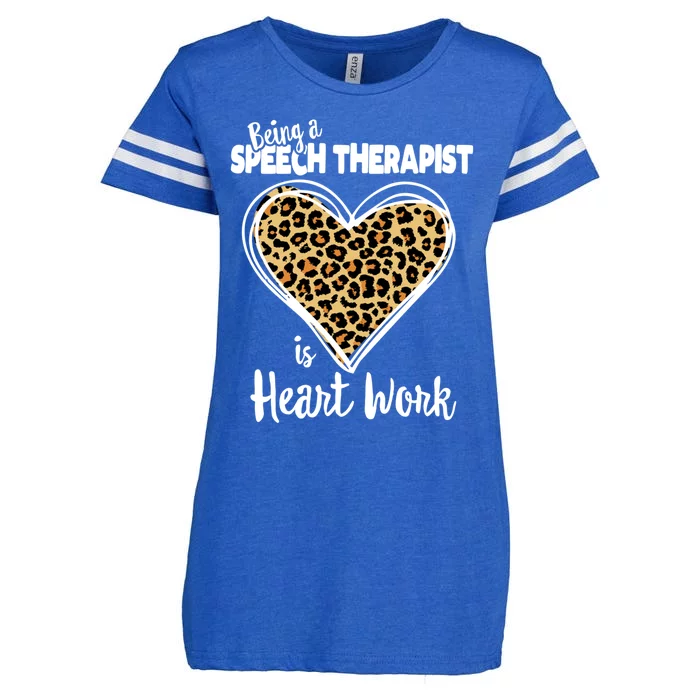 Speech Therapy Cute Leopard Plaid Gift For Speech Therapist Cool Gift Enza Ladies Jersey Football T-Shirt