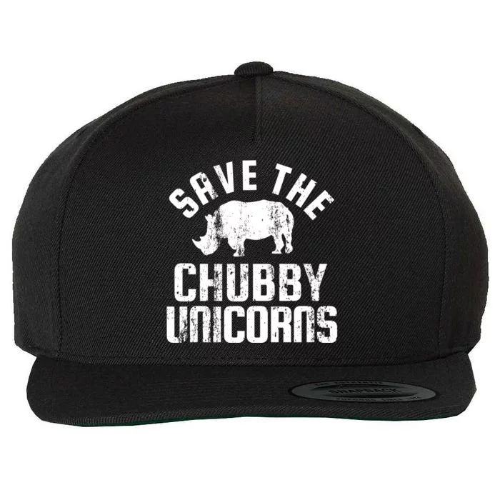 Save The Chubby Unicorns Funny Rhino Rhinoceros Gift Wool Snapback Cap