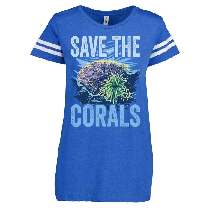 Save The Corals Coral Reefs Scuba Diver Marine Biologist Gift Enza Ladies Jersey Football T-Shirt