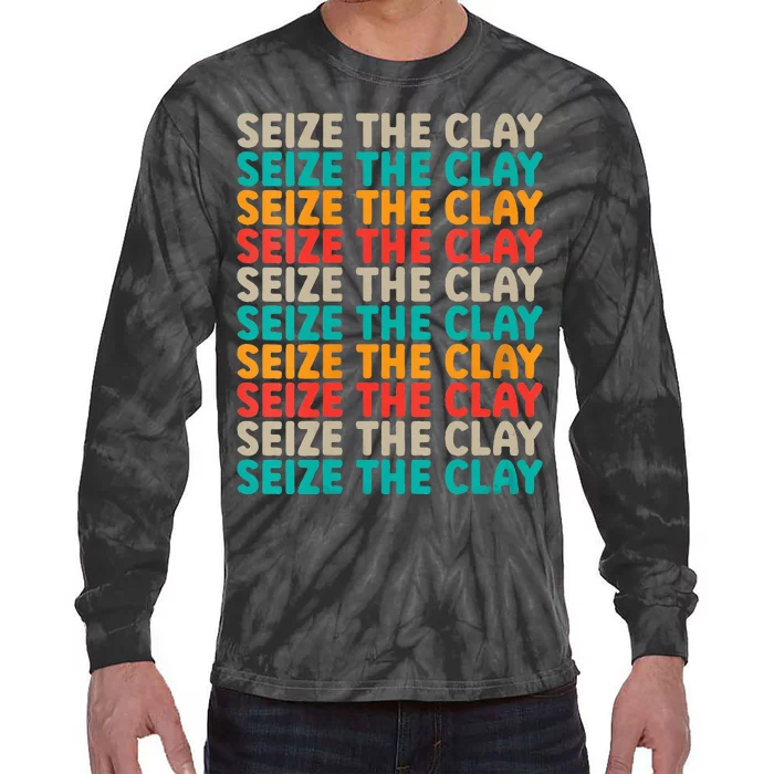 Seize The Clay Retro Vintage Ceramics Pottery Unisex Tie-Dye Long Sleeve Shirt