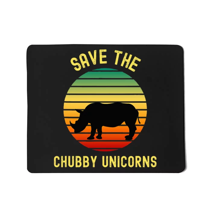 Save The Chubby Unicorns Rhino Funny Retro Rhino Mousepad