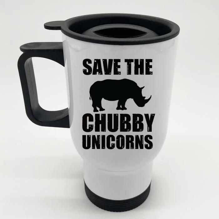 Save The Chubby Unicorns Rhino Funny Cute Gift Front & Back Stainless Steel Travel Mug