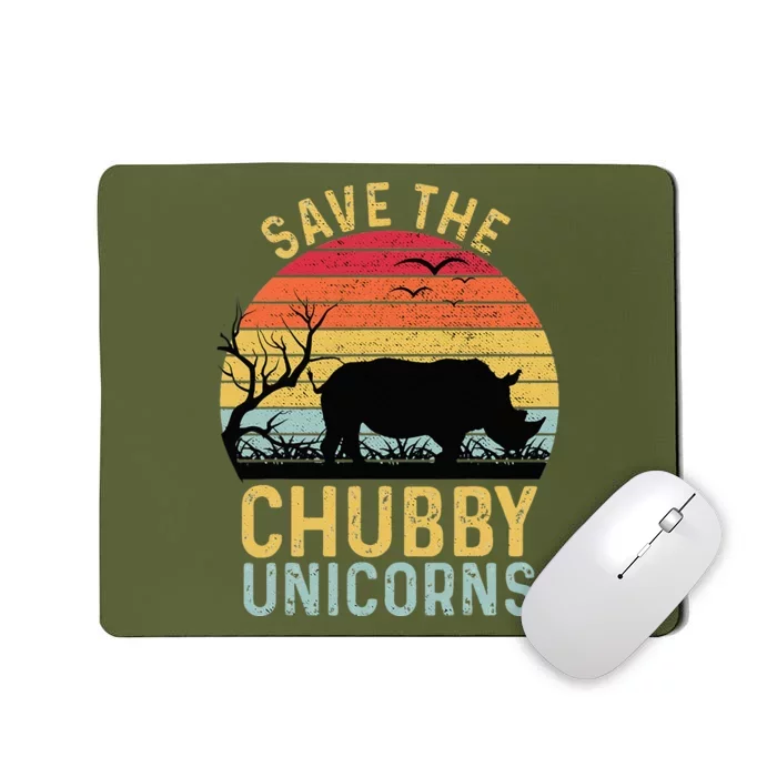 Save The Chubby Unicorns Vintage Funny Rhino Animal Rights Mousepad