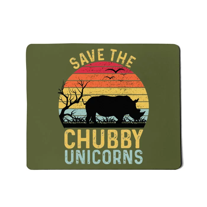 Save The Chubby Unicorns Vintage Funny Rhino Animal Rights Mousepad