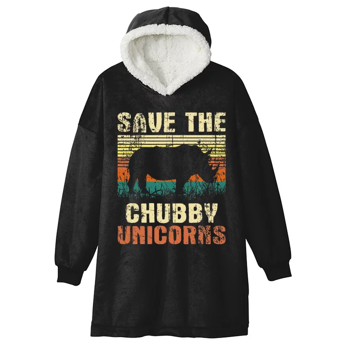 Save The Chubby Unicorns Zoologist Rhino Lover Rhinoceros Hooded Wearable Blanket