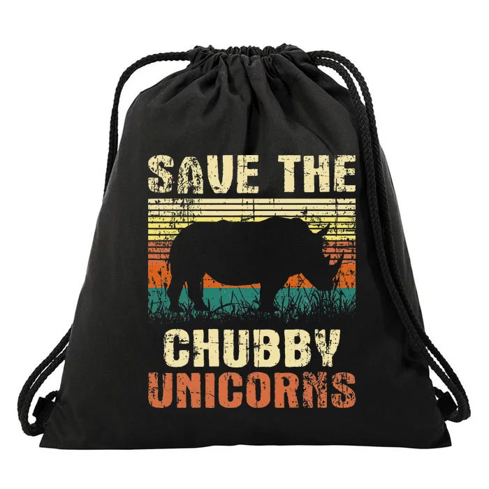 Save The Chubby Unicorns Zoologist Rhino Lover Rhinoceros Drawstring Bag