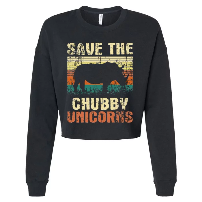 Save The Chubby Unicorns Zoologist Rhino Lover Rhinoceros Cropped Pullover Crew