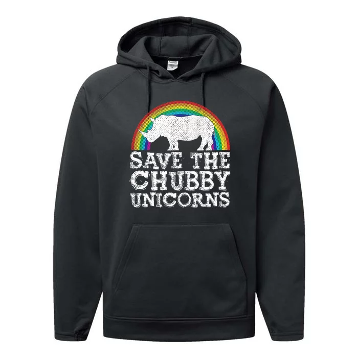 Save The Chubby Unicorns Gift Rhino Conservation Performance Fleece Hoodie