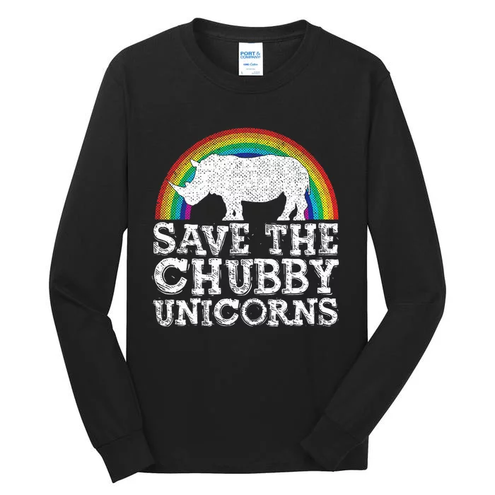 Save The Chubby Unicorns Gift Rhino Conservation Tall Long Sleeve T-Shirt