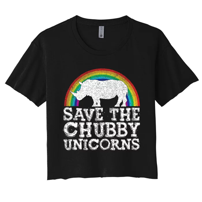 Save The Chubby Unicorns Gift Rhino Conservation Women's Crop Top Tee